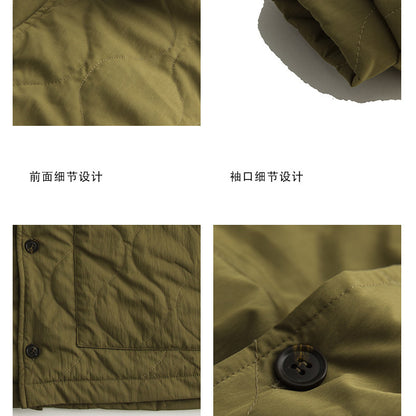 japanese Minimalist Quilted Cotton Jacket - Lightweight Couple Coat