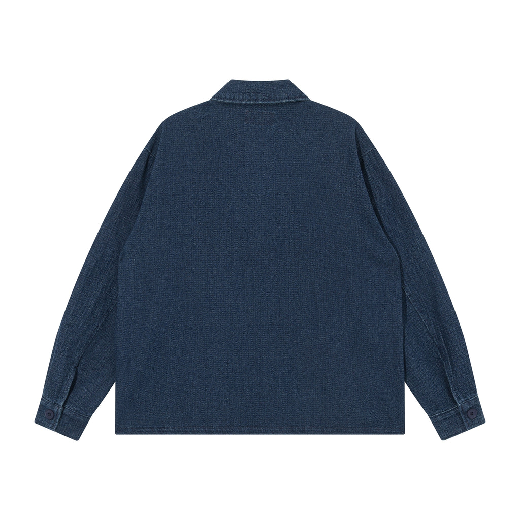 Ethnic-Style Buckle Denim Jacket – Vintage Washed Casual Outerwear with Chinese Folk Detail