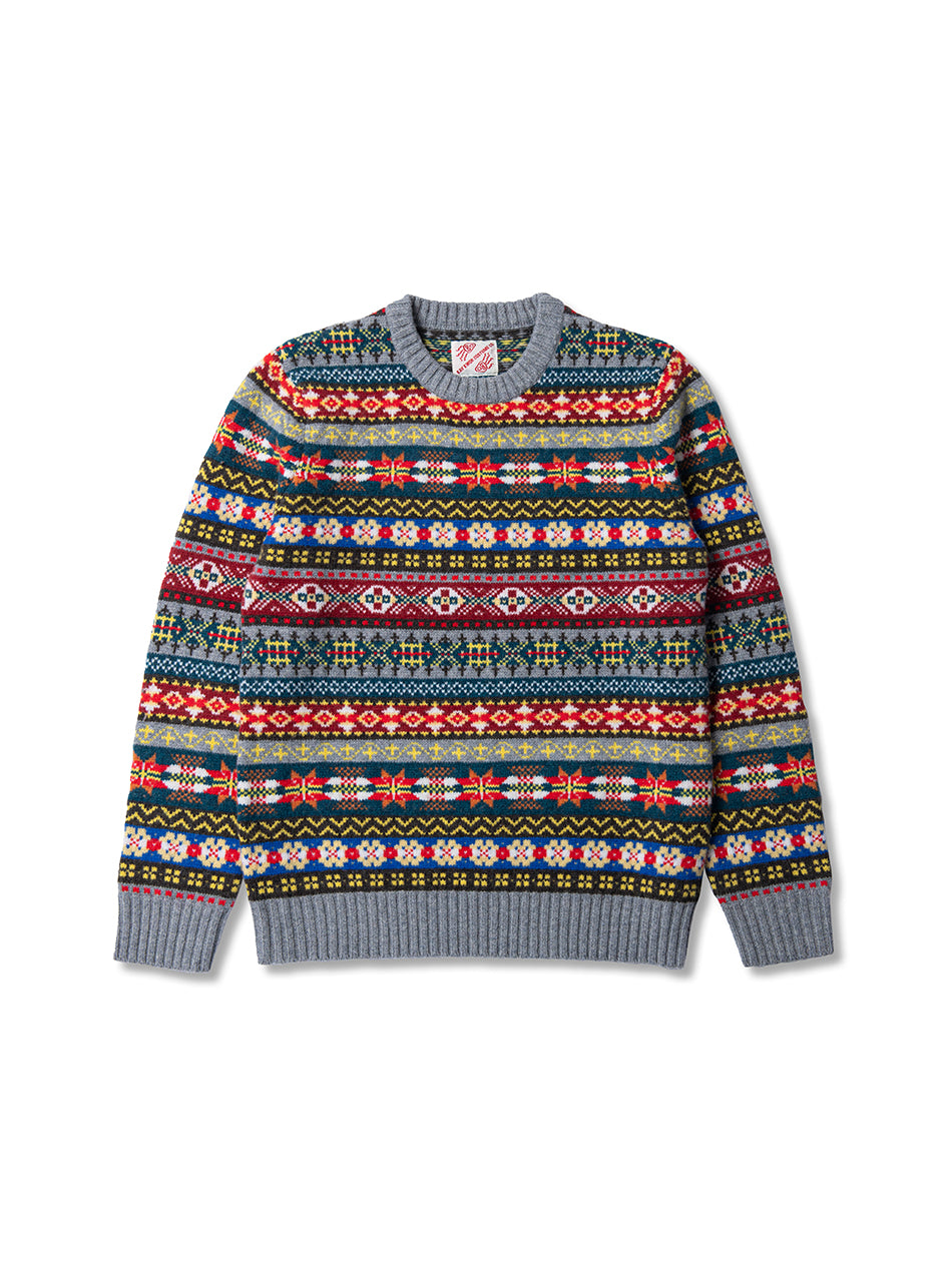Fair Isle Merino Wool Crew Neck Sweater – Vintage British Retro (Unisex)