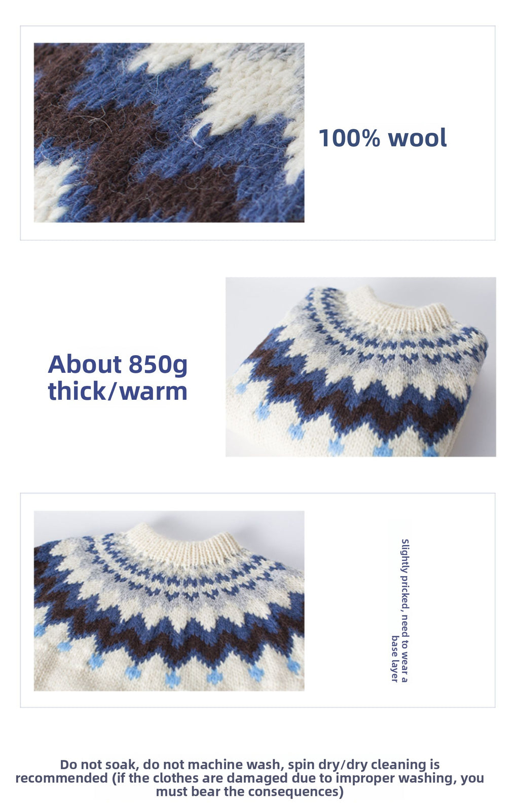 Hand-Knitted Icelandic Japanese Retro Unisex Sweater Couple Travel Fair Isle Cat Minimalist Style Pullover