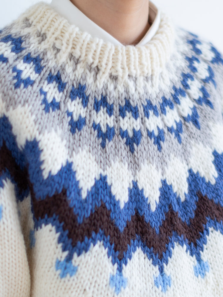 Hand-Knitted Icelandic Japanese Retro Unisex Sweater Couple Travel Fair Isle Cat Minimalist Style Pullover