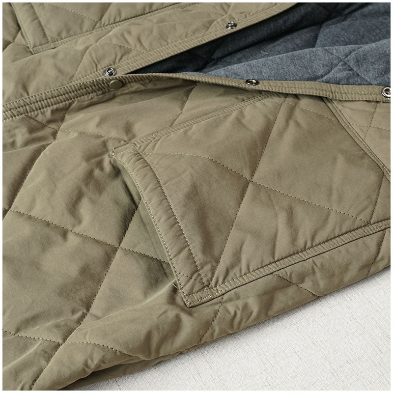 Warm Mid-Length Hooded Quilted Cotton Jacket – Loose, Retro Japanese Outerwear for Women