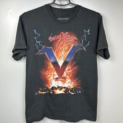 90s Saint -Saints American Heavy Metal Band Vintage Distressed Loose Heavyweight Short Sleeve T-Shirt