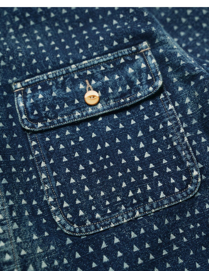 Uncle Xiao African Indigo-Dyed French Jacket – Vintage Cotton Blend, Lightly Washed, Japanese-Retro