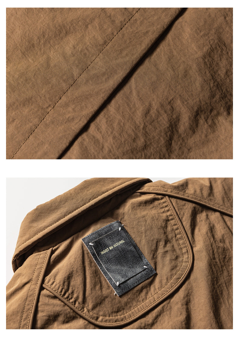 Men's Japanese Style Lightweight Down Jacket - 90% White Duck Down Loose Lapel Solid Color Workwear Coat