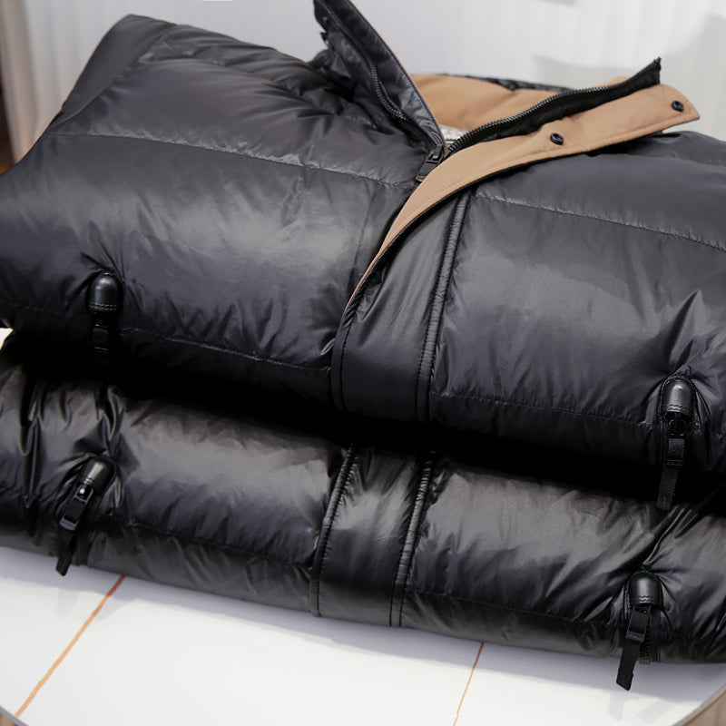 Men's Plus Size Export Overstock Down Jacket - Thickened High-Puff Hooded Mid-Length Cold-Resistant Coat