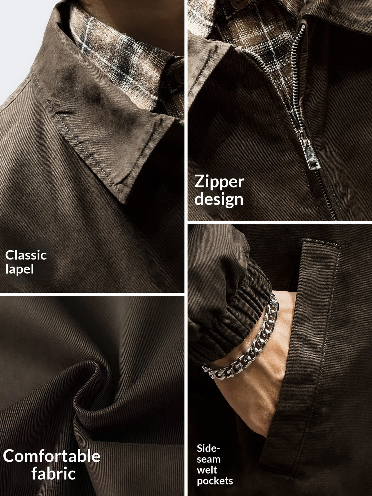 Zip-Front Jacket – Point Collar & Relaxed Fit | Yamalinclothes
