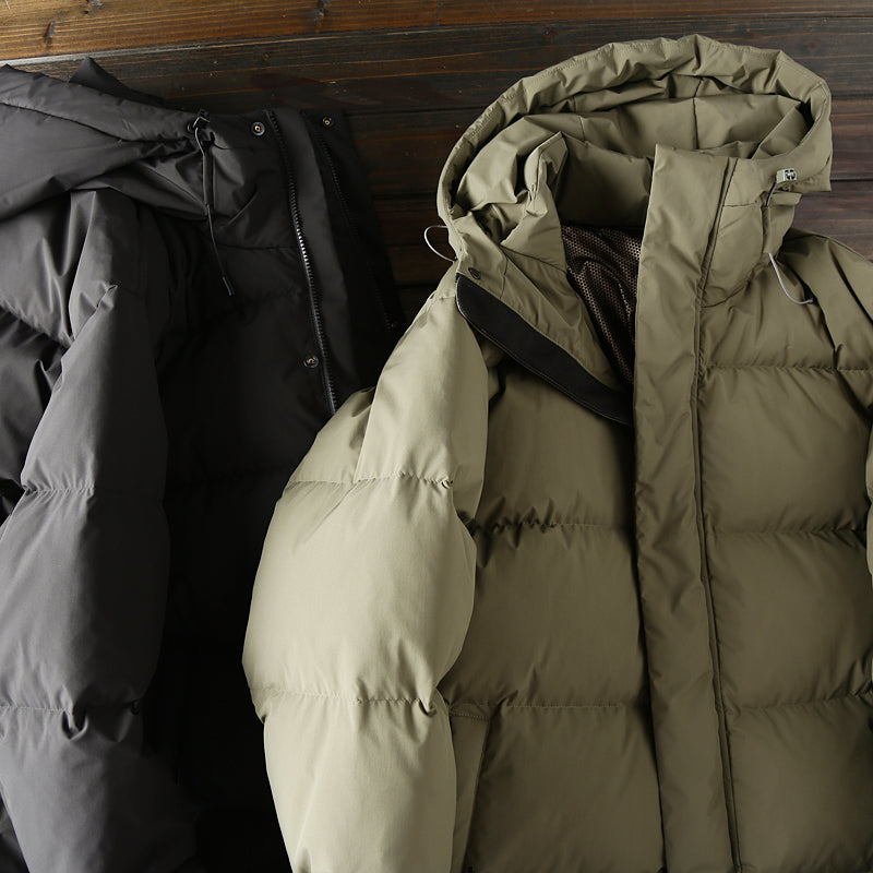 Men's Plus Size 800 Fill Power Mid-Length Down Jacket - Euro-American Style Hooded Thickened Cold-Resistant Warm Coat