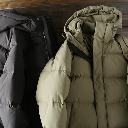 Men's Plus Size 800 Fill Power Mid-Length Down Jacket - Euro-American Style Hooded Thickened Cold-Resistant Warm Coat