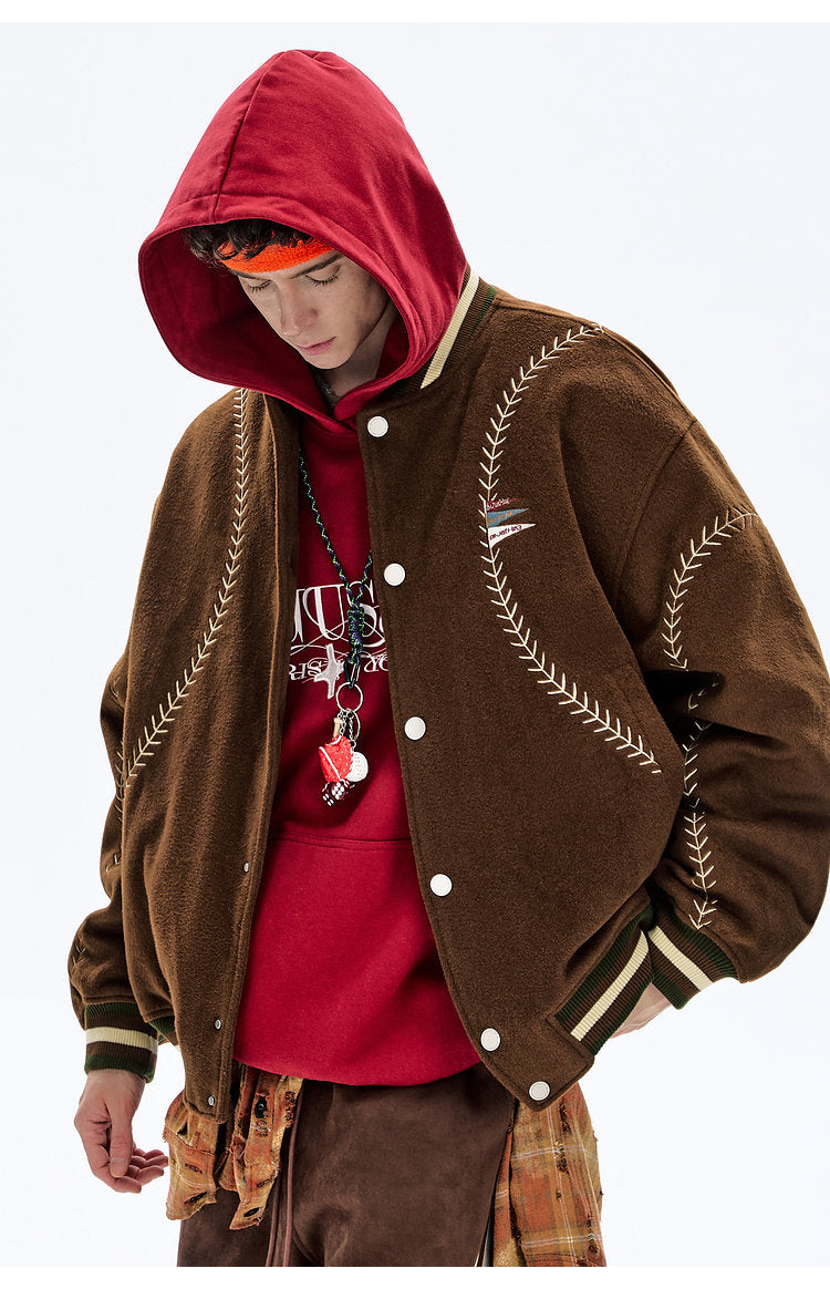 BJHG Quilted Baseball Jacket - American Style Color-Block Winter Coat (Unisex)