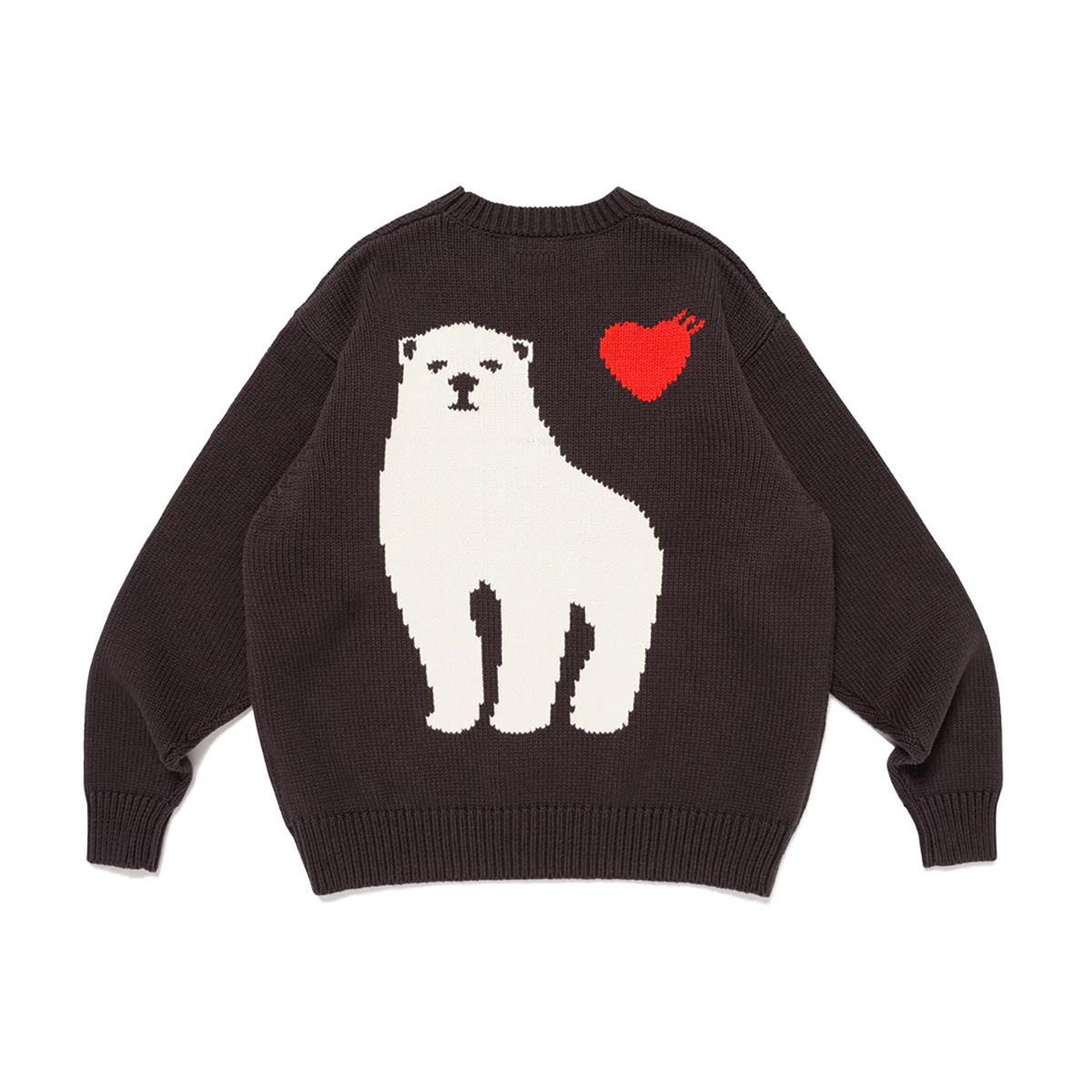 Polar-Bear Heart Jacquard Sweater – Japanese Retro Unisex Knit
