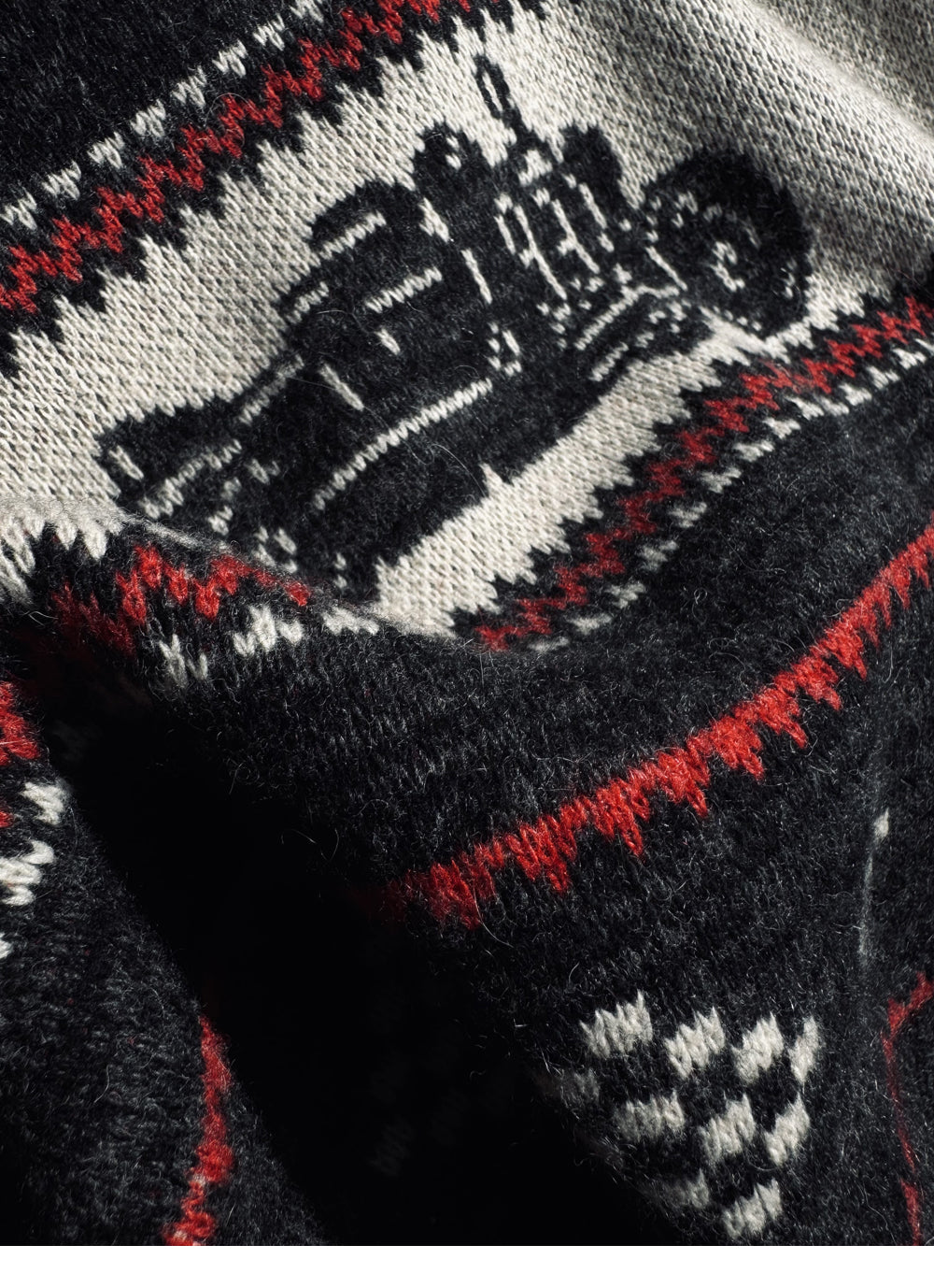 RRL Motorcycle Club Jacquard Cardigan – Heavy Retro Green Knit (Unisex)