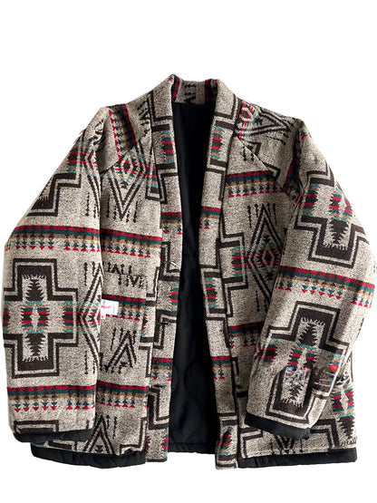 Men's Japanese Style Improved Taoist Robe - Autumn Winter Retro Patchwork Collarless Cotton Jacket