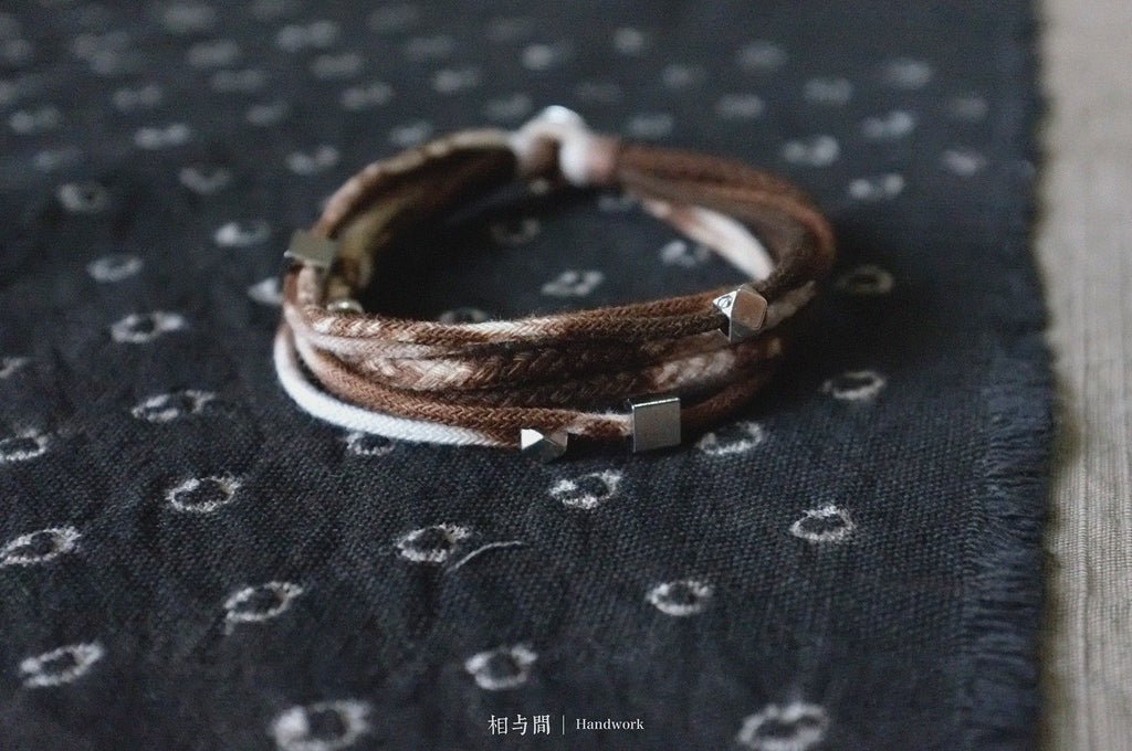 Original Design Multi-Layer Plant Dyed Cotton and Linen Handmade Bracelet 925 Silver Niche Tie-Dye Couple Bracelets