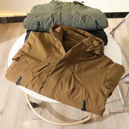 Men's Plus Size Euro-American Style Winter Jacket - Windproof Waterproof Hooded Thickened Cotton Coat