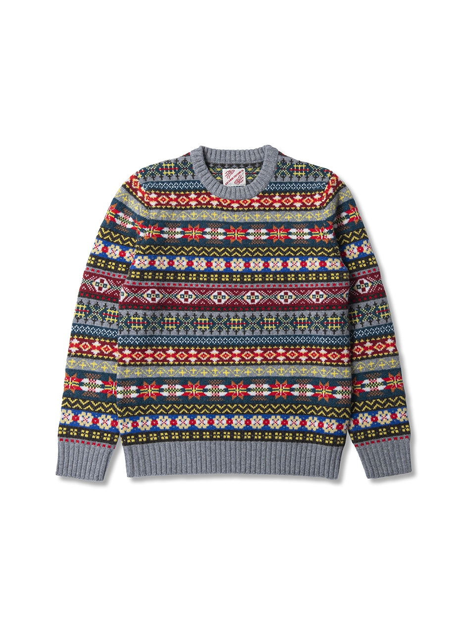 Fair Isle Merino Wool Crew Neck Sweater – Vintage British Retro (Unisex)