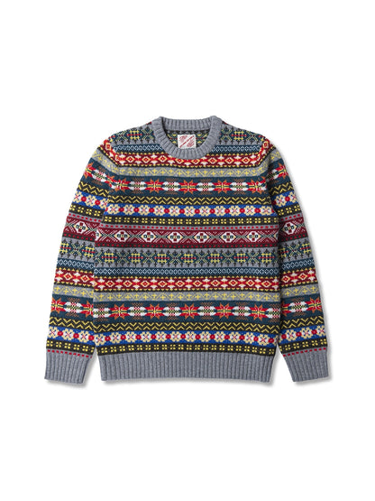 Fair Isle Merino Wool Crew Neck Sweater – Vintage British Retro (Unisex)