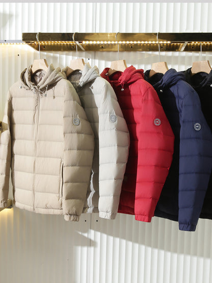 Men's Export Overstock Lightweight Hooded Down Jacket - Autumn Winter Warm Short Cold-Proof Coat