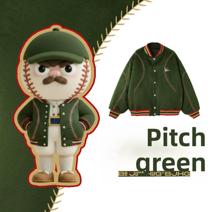 BJHG Quilted Baseball Jacket - American Style Color-Block Winter Coat (Unisex)