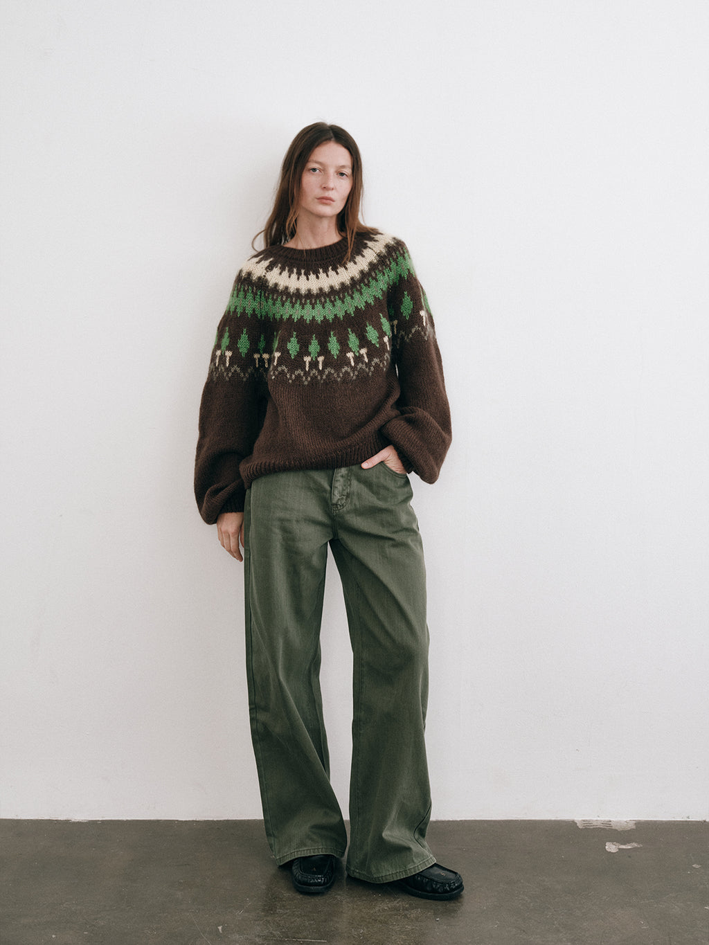 Shyshy Natural Color Block High-Price Mohair Fair Isle Sweater for Women Autumn Winter High-End Loose Pullover Top