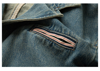 Japanese Retro Washed Distressed Denim Blazer - Loose Casual Jacket 2025 (Men)