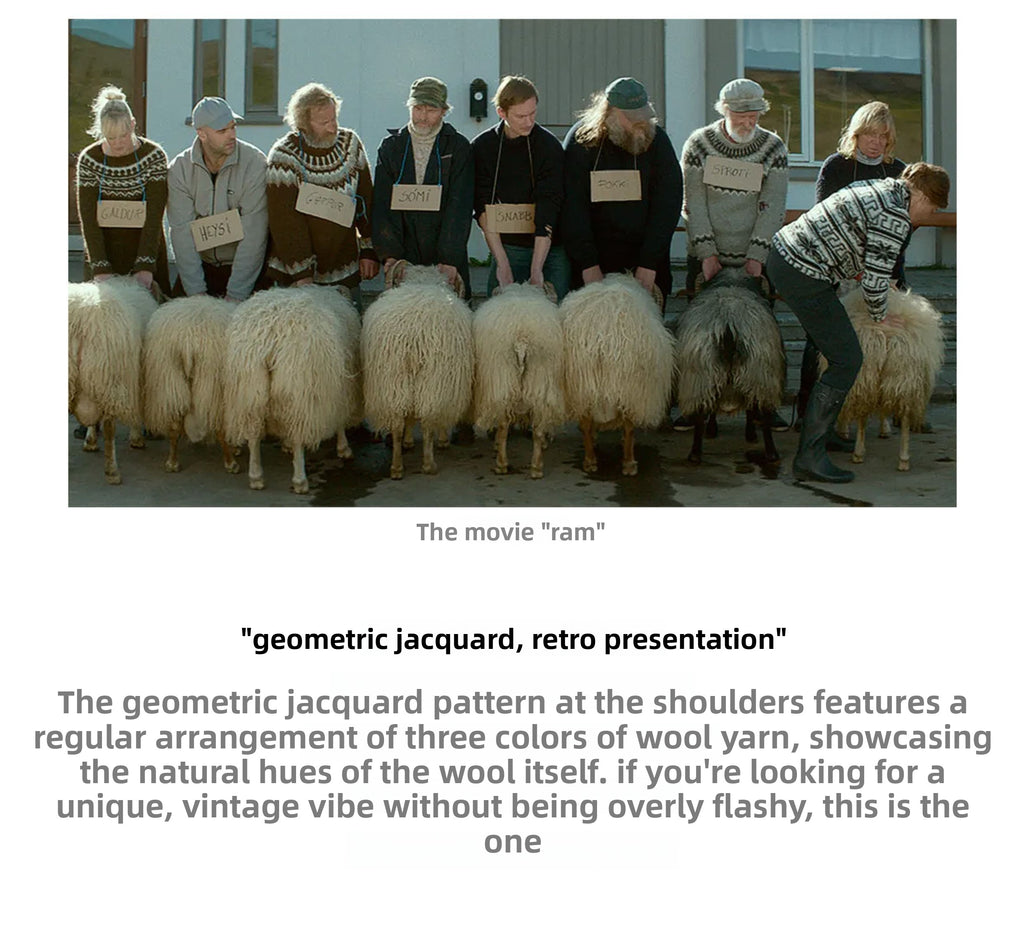 Madden Workwear Retro Icelandic Fair Isle Wool Sweater – Crew Neck, Autumn Weight (Men)