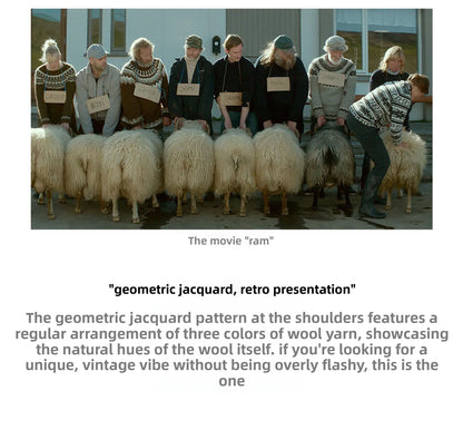 Madden Workwear Retro Icelandic Fair Isle Wool Sweater – Crew Neck, Autumn Weight (Men)