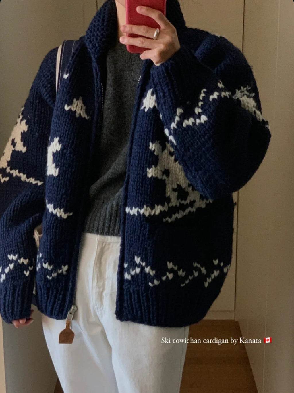 Handmade Wool Zipper Knit Sweater Coat