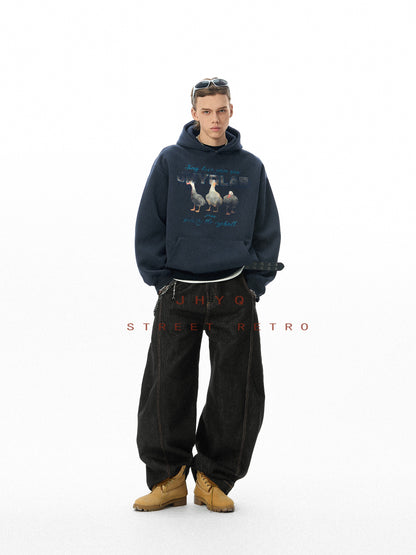 “Good Luck” Duck Hoodie – Oversized Streetwear Couple Style in a Relaxed American Cut