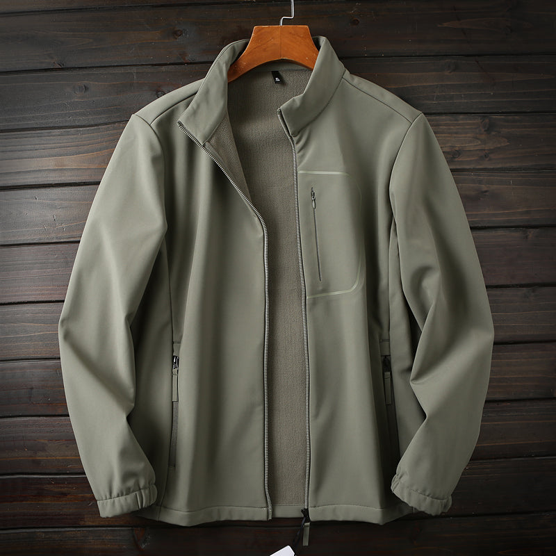 Men's Plus Size European American Style Soft Shell Jacket - Autumn Winter Windproof Waterproof Fleece Coat