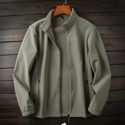 Men's Plus Size European American Style Soft Shell Jacket - Autumn Winter Windproof Waterproof Fleece Coat