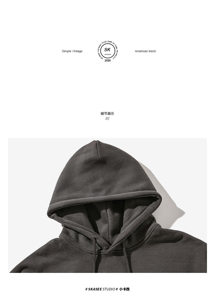 Unisex Vintage Fleece Hoodie - Hong Kong Style Thickened Loose Couple Sweatshirt