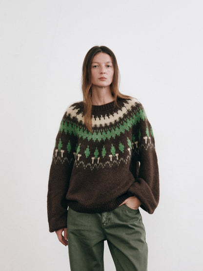 Shyshy Women's Mohair Fair Isle Sweater - High-End Color Block Loose Pullover