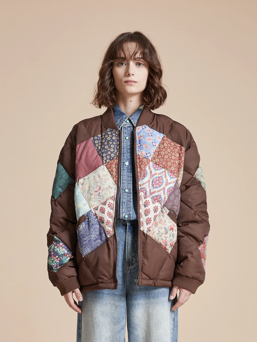 retro Ethnic Style Diamond Patchwork Cotton Jacket