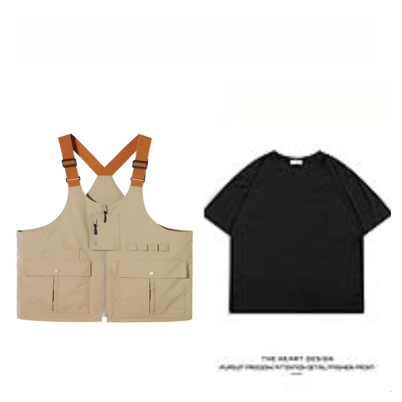 Unisex Convertible Workwear Vest – Textured Woven Multifunctional Top & Single Shoulder Bag – High Street Trendy Brand