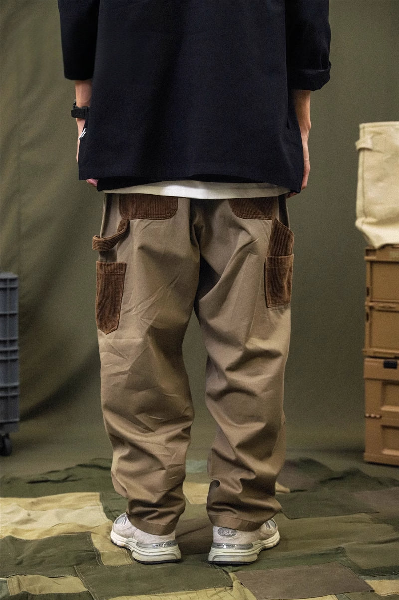 Japanese Cityboy Fashion Brand Loose Street Leisure Corduroy Trousers Washed All-Matching Straight Couple Overalls