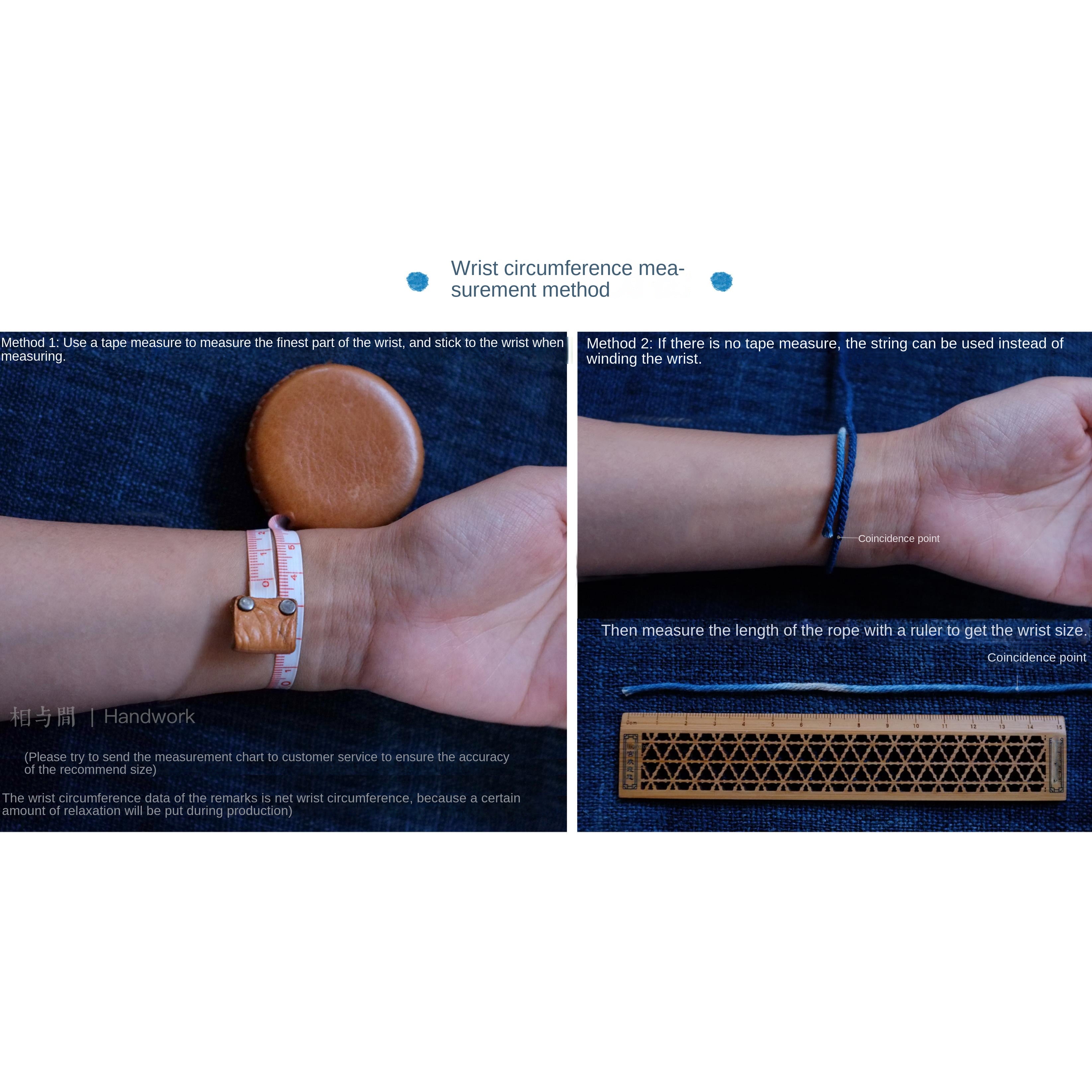 Original Blue Dyed Bracelet Chinese Retro INDIGO Tie-Dye Bracelet Multi-Turn Three-Strand Braided Couple Bracelet