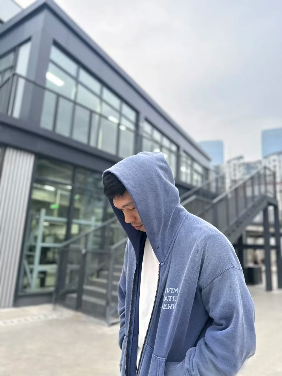 Japanese Trend All-Cotton Washed Vintage Distressed Zipper Hoodie