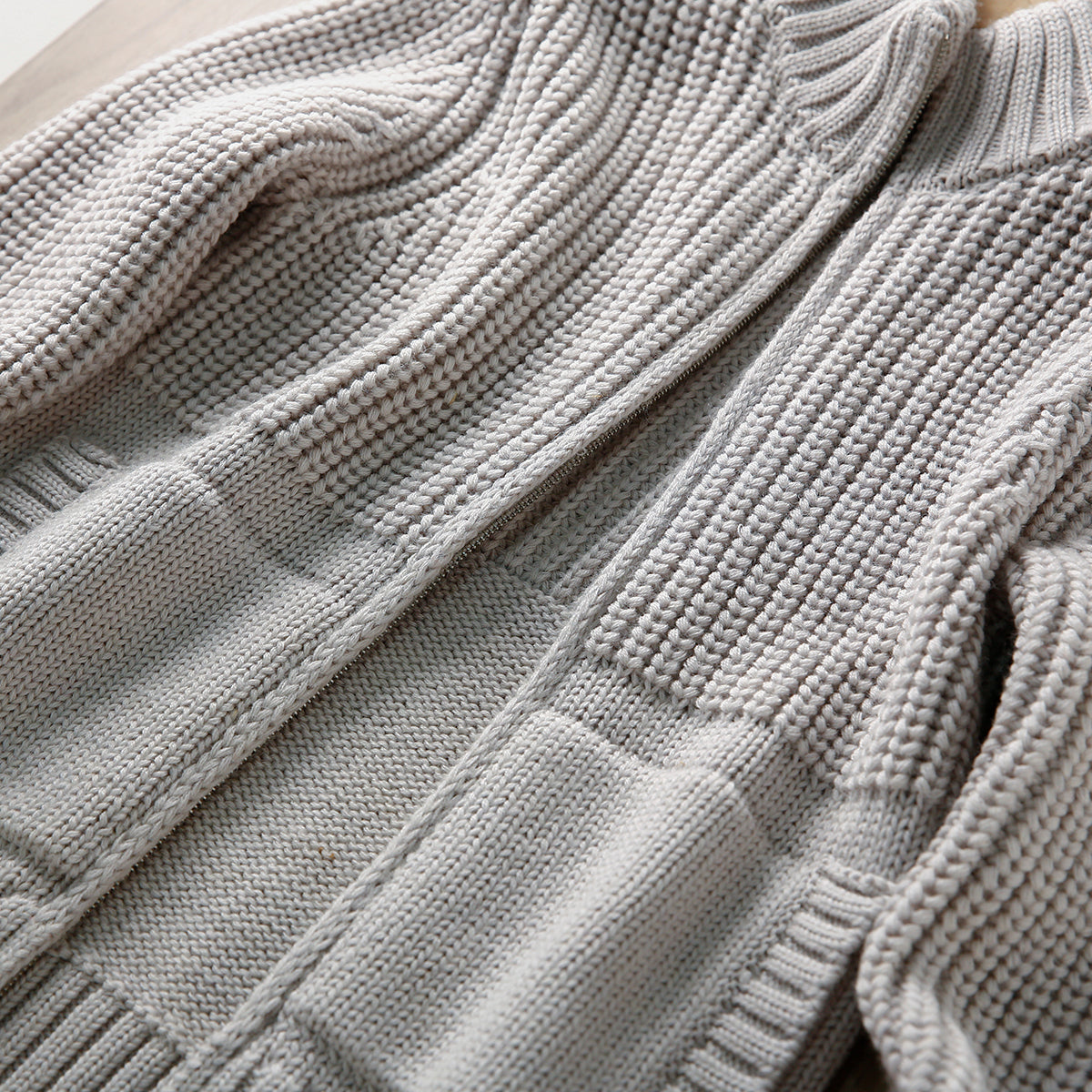 Italian Pure Wool Stand-Collar Cardigan – 100% Heavyweight Knit Sweater Jacket for Autumn/Winter