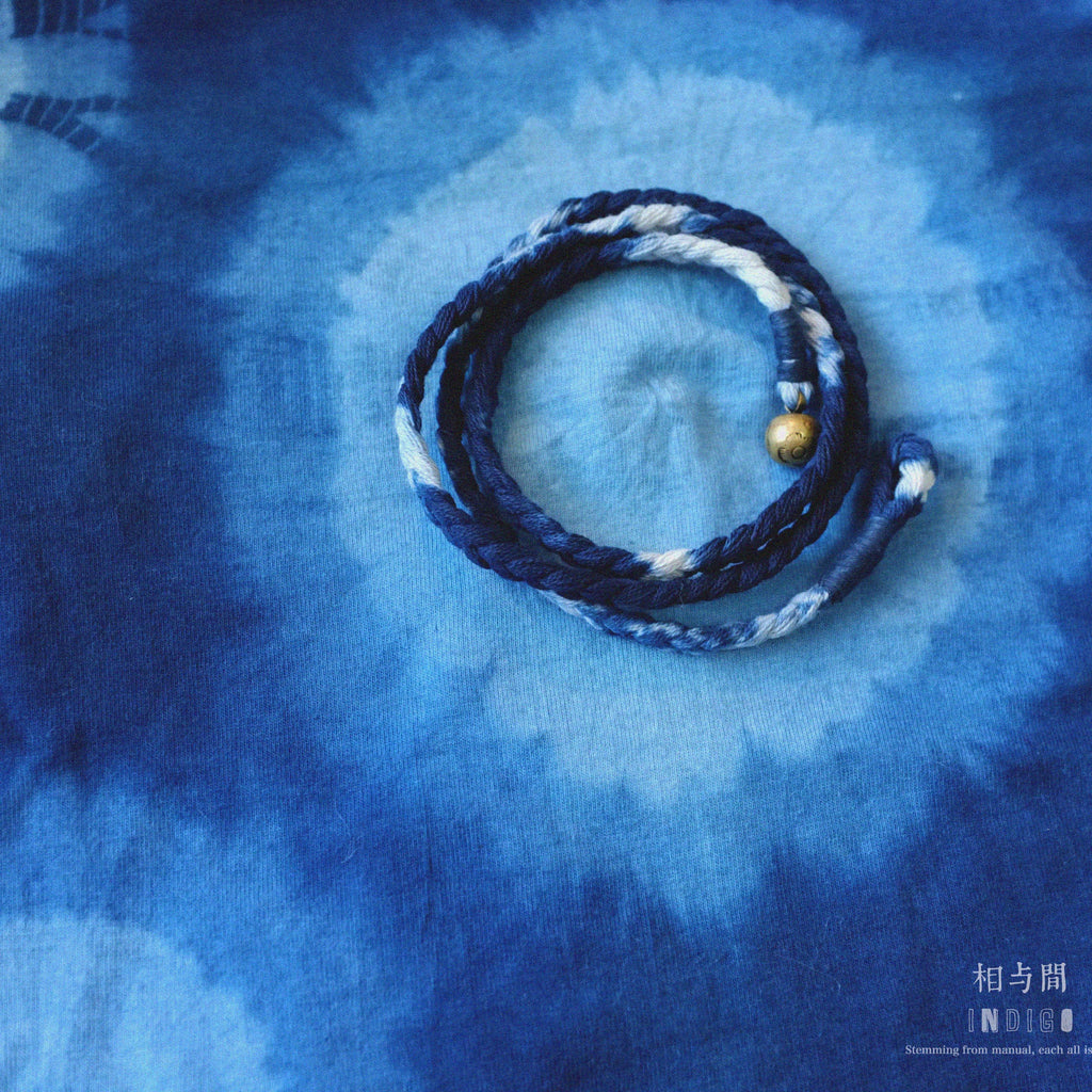 Original Blue Dyed Bracelet Chinese Retro INDIGO Tie-Dye Bracelet Multi-Turn Three-Strand Braided Couple Bracelet