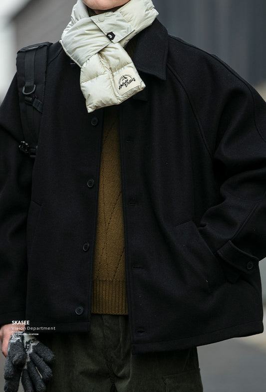 Wool Blend Padded Short Jacket – American Vintage Loose Oversized Unisex