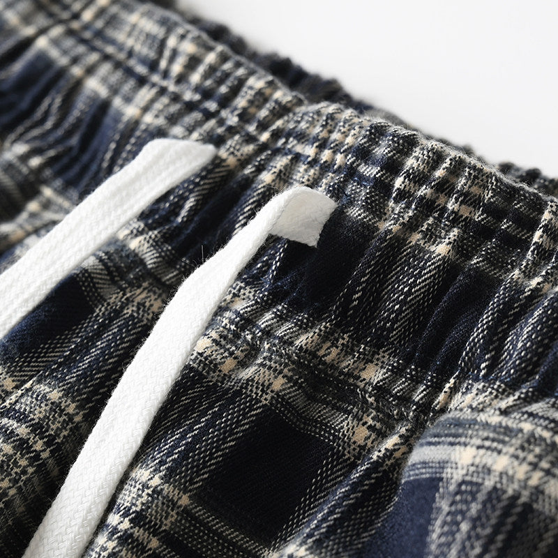 Japanese style retro plaid casual pants, spring/summer thin plaid straight leg tapered harem pants/sports pants – Japanese vintage | yamalin clothes | Yamalinclothes