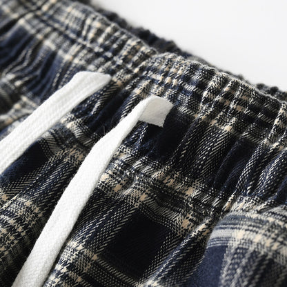 Japanese style retro plaid casual pants, spring/summer thin plaid straight leg tapered harem pants/sports pants – Japanese vintage | yamalin clothes | Yamalinclothes