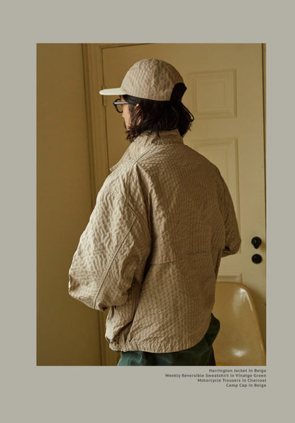 FW24 Vintage Harrington Jacquard Jacket - Yamalin Plaid Texture Memory Fabric Lapel Jacket