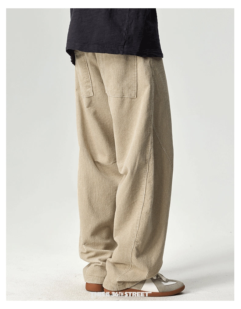Japanese Heavy Corduroy Wide Leg Pants – Loose Straight Washed Slacks for Men | Japanese vintage | yamalin clothes | Yamalinclothes