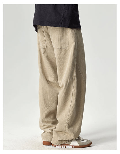 Japanese Heavy Corduroy Wide Leg Pants – Loose Straight Washed Slacks for Men | Japanese vintage | yamalin clothes | Yamalinclothes