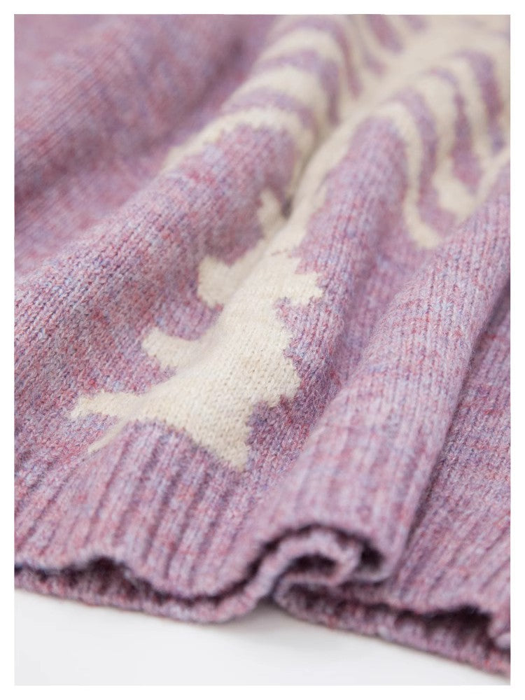 Japanese retro bone knitted sweater pullover