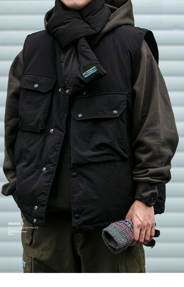 Multi-Pocket 90 Duck Down Vest – Mountain Outdoor Loose Warm Unisex – Vests | japanese streetwear | vintage workwear | unisex | Yamalinclothes
