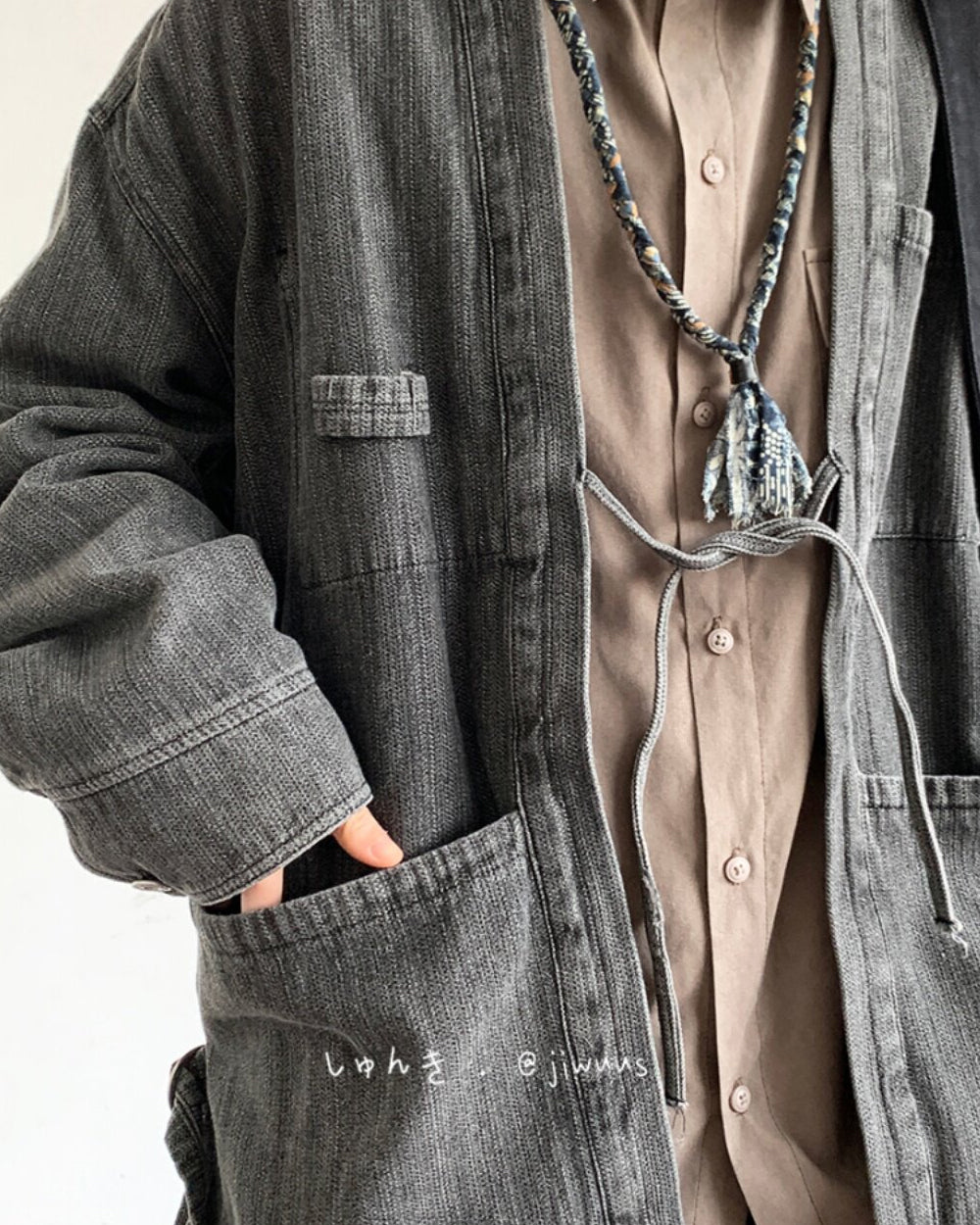 Chinese Retro Modified Cardigan Robe Denim Jacket – Loose Unisex Spring