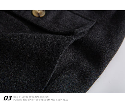 Wool Blend Stand Collar Utility Jacket – American Vintage Minimalist Loose Unisex – Coats Jackets | japanese streetwear | vintage workwear | unisex | Yamalinclothes